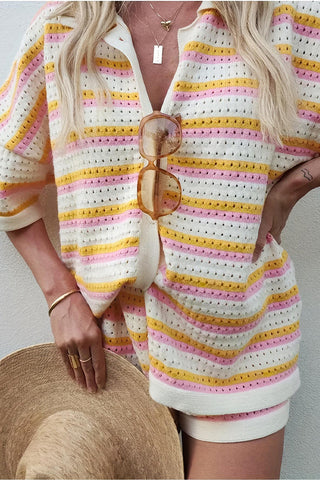 Striped Knit Short Set