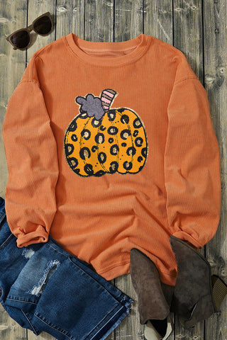 Halloween Leopard Pumpkin Pullover