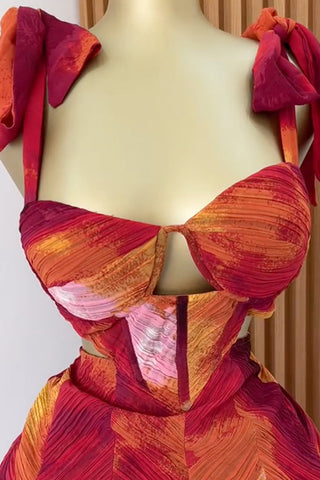 Abstract A-Line Tie Strap Dress