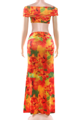 Vibrant Tropical Skirt Set