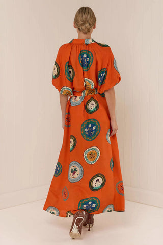 Patterned Belted Maxi Dress