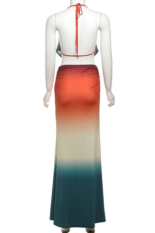 Draped Halter Skirt Set