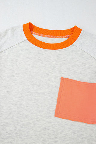 Patterned Sleeve Pocket Sweatshirt