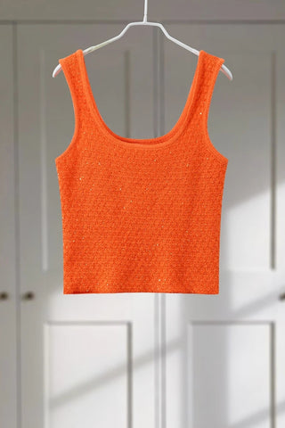 Scoop Neck Textured Knit Tank Top