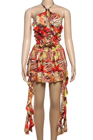 Tiered Ruffle Halter Dress