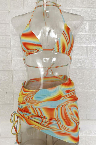 Vibrant Bikini Set with Skirt Cover-Up
