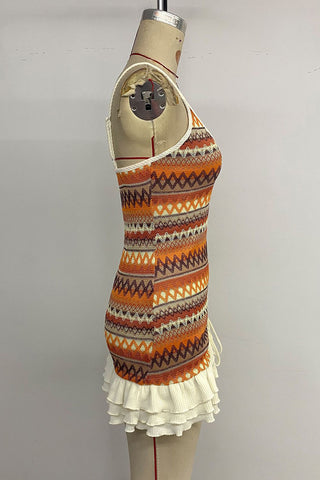 Patterned Sleeveless Casual Dress