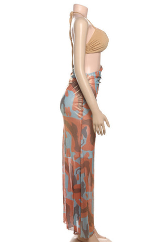 Halter Wrap Front Maxi Dress