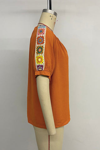 Floral Sleeve Peasant Blouse