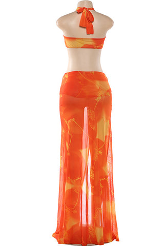 Vibrant Tropical Cutout Dress