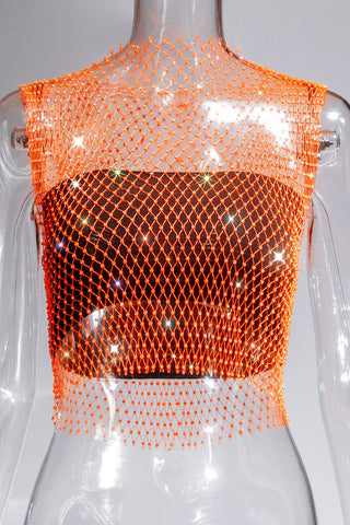 Sparkling Rhinestone Mesh Tank Top