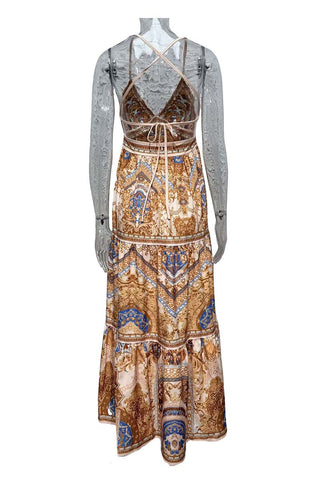 Bohemian Maxi Dress with Strappy Back