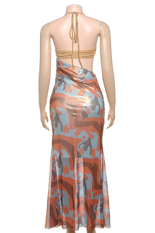 Halter Wrap Front Maxi Dress