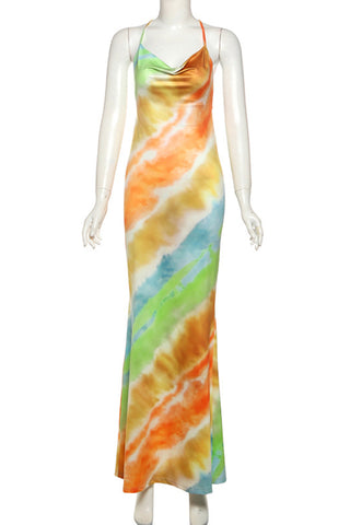 Tie-Dye Strappy Casual Dress