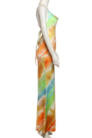 Tie-Dye Strappy Casual Dress