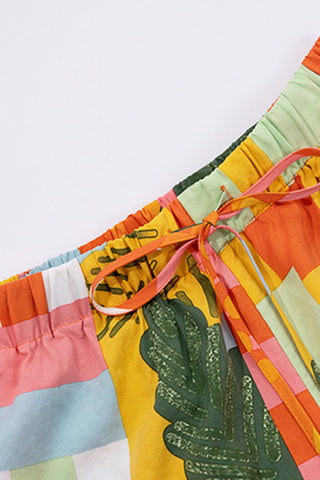 Colorblock Check Shirt and Shorts Set