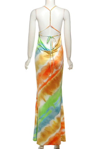 Tie-Dye Strappy Casual Dress