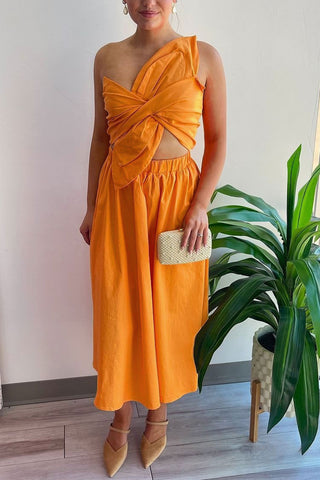 One-Shoulder Casual Midi Dress