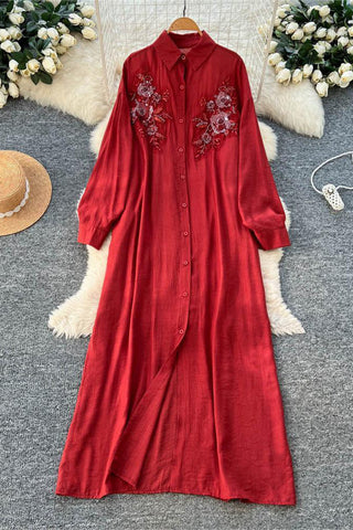 Button-Front Floral Maxi Dress