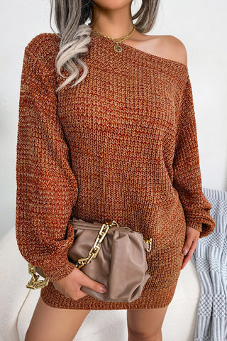 Off-Shoulder Knit Casual Dress