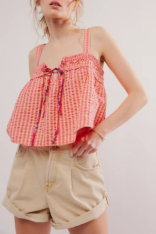 Gingham Tie-Front Tank