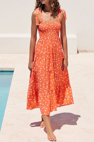 Smocked Tie-Strap Dress