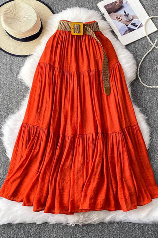 Tiered Maxi Skirt with Belt