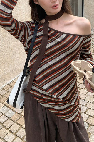 Striped Asymmetrical Blouse