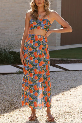 Floral Print Skirt Set