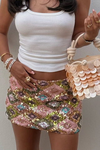 Vibrant Sequin Mini Skirt for Night Out