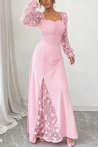 Floral Sheer Sleeve Maxi Dress