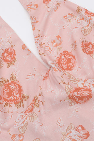 Halter Neck Floral Midi Dress