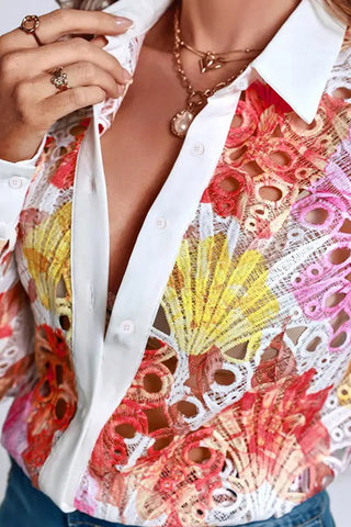 Vibrant Floral Lace Blouse