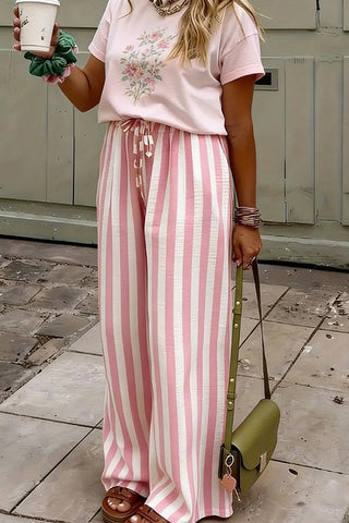 Striped Wide-Leg Casual Pants