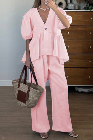 Casual Wide-Leg Pants Set