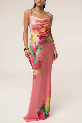 Floral Print Spaghetti Strap Vacation Dress