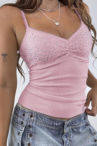 Sparkle Embellished Ribbed Tank Top