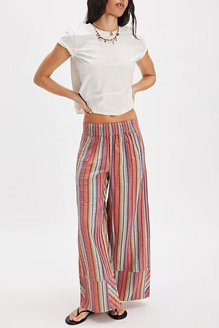 Striped Wide-Leg Casual Pants