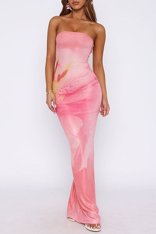 Strapless Floral Maxi Dress