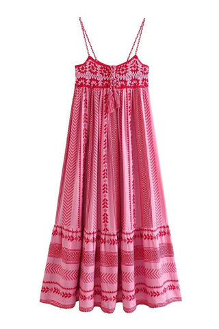 Boho Stripe Empire Maxi Dress