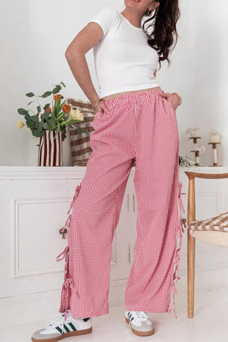 Tie-Side Casual Wide-Leg Trousers