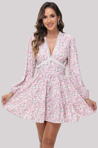 Floral Puff Sleeve Casual Dress