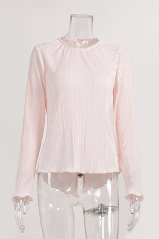Elegant Pleated Long-Sleeve Blouse