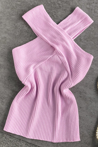 Ribbed Cross-Back Cami Top