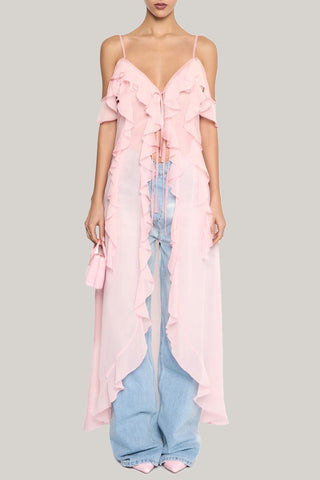 Ruffled Off-Shoulder Midi Dress