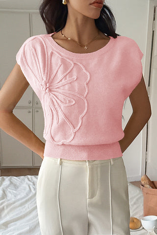 Off-Shoulder Floral Accent Sweater