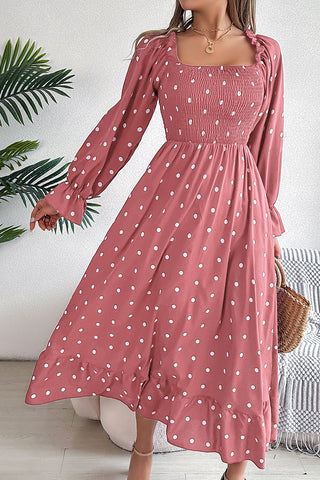 Polka Dot Smocked A-Line Dress