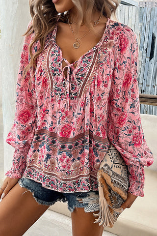 Floral Boho Blouse with Billowy Sleeves