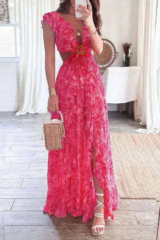 V-Neck Floral Maxi Dress