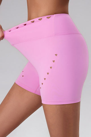 High-Waisted Laser Cut Casual Shorts